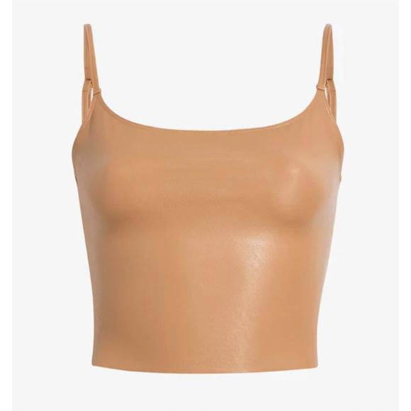 NEW COMMANDO faux leather cami crop top in camel - Picture 3 of 3